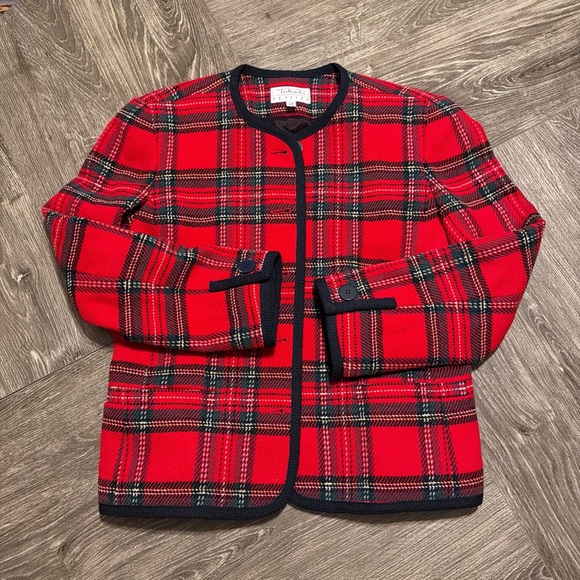 Red Plaid Button-Up Jacket - Talbots - Picture 7 of 9